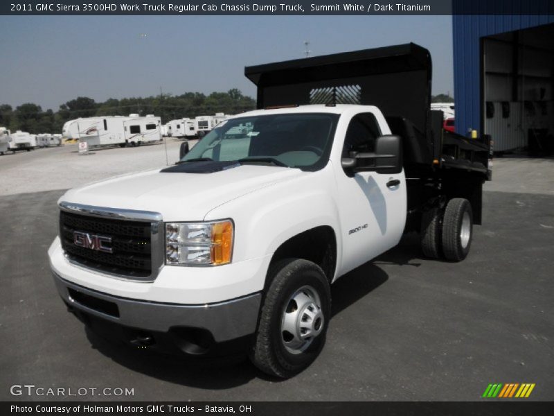 Summit White / Dark Titanium 2011 GMC Sierra 3500HD Work Truck Regular Cab Chassis Dump Truck