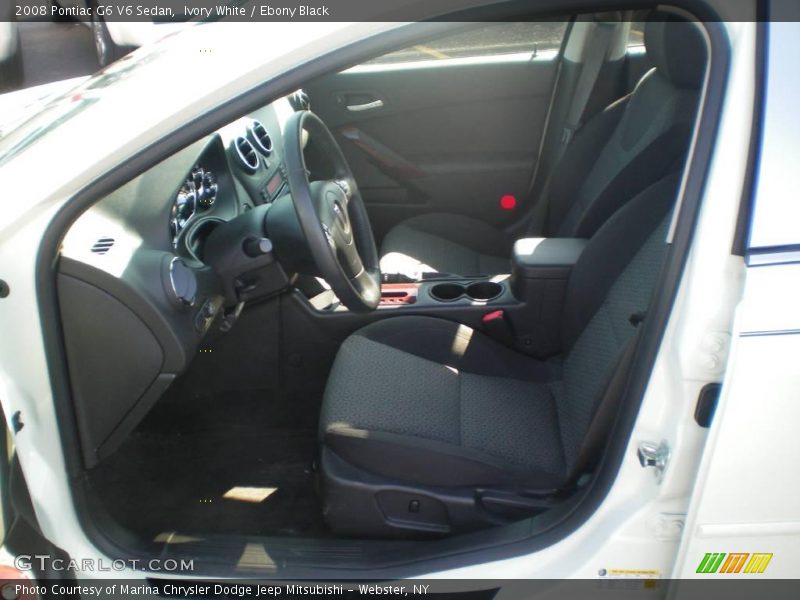 Ivory White / Ebony Black 2008 Pontiac G6 V6 Sedan