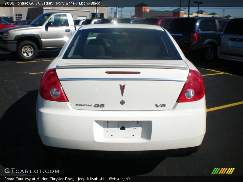 Ivory White / Ebony Black 2008 Pontiac G6 V6 Sedan