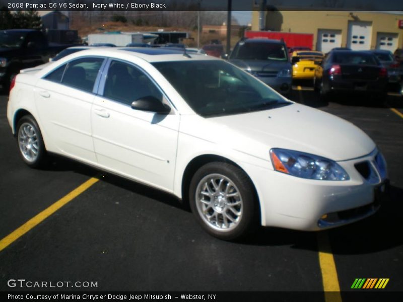 Ivory White / Ebony Black 2008 Pontiac G6 V6 Sedan