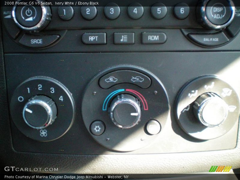 Ivory White / Ebony Black 2008 Pontiac G6 V6 Sedan