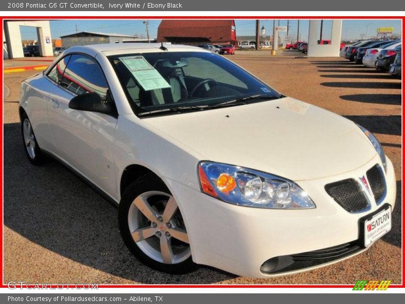 Ivory White / Ebony Black 2008 Pontiac G6 GT Convertible
