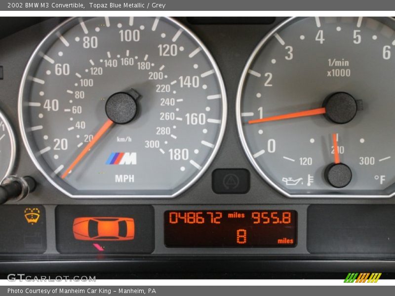 Topaz Blue Metallic / Grey 2002 BMW M3 Convertible