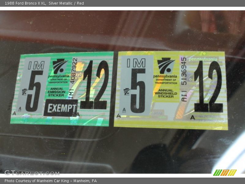 Silver Metallic / Red 1988 Ford Bronco II XL