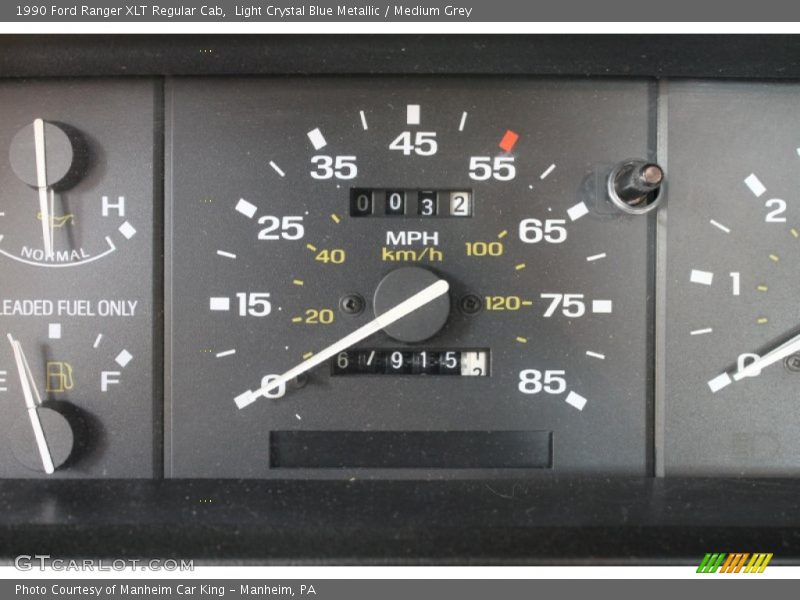 Light Crystal Blue Metallic / Medium Grey 1990 Ford Ranger XLT Regular Cab