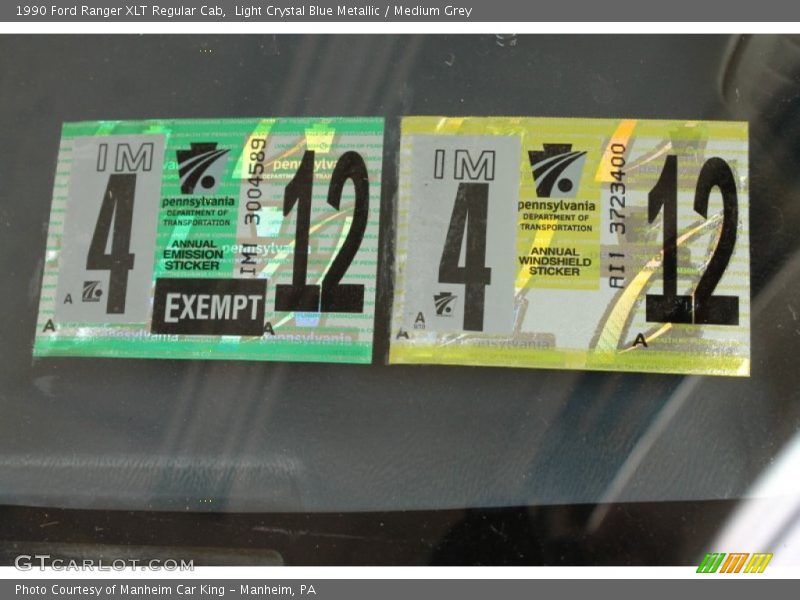 Light Crystal Blue Metallic / Medium Grey 1990 Ford Ranger XLT Regular Cab
