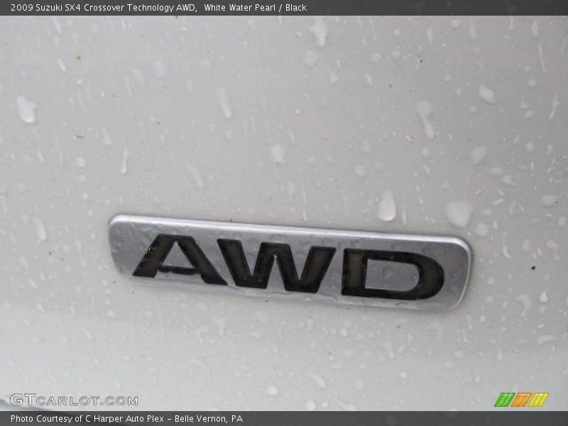 White Water Pearl / Black 2009 Suzuki SX4 Crossover Technology AWD
