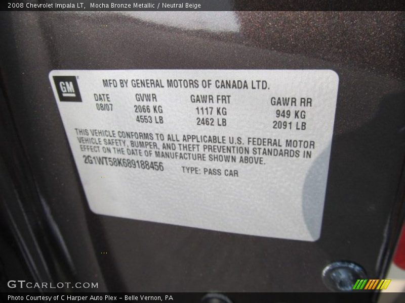 Mocha Bronze Metallic / Neutral Beige 2008 Chevrolet Impala LT