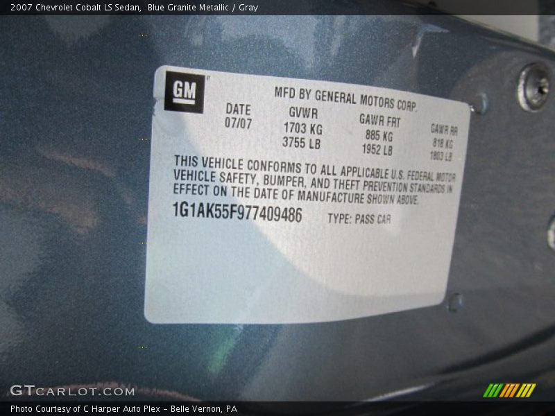 Blue Granite Metallic / Gray 2007 Chevrolet Cobalt LS Sedan