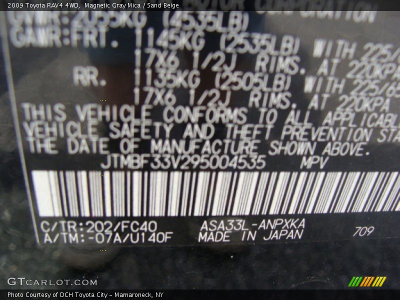 Magnetic Gray Mica / Sand Beige 2009 Toyota RAV4 4WD