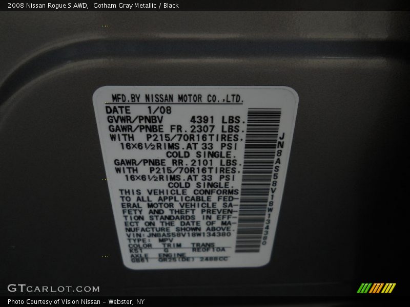 Gotham Gray Metallic / Black 2008 Nissan Rogue S AWD