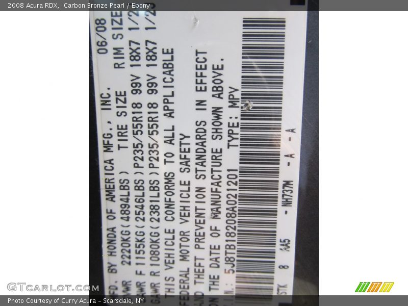 Carbon Bronze Pearl / Ebony 2008 Acura RDX