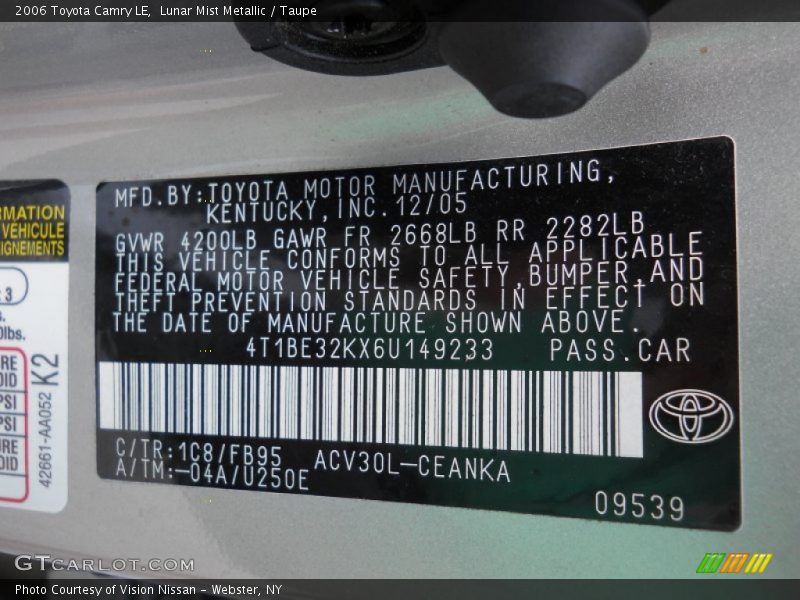 Lunar Mist Metallic / Taupe 2006 Toyota Camry LE