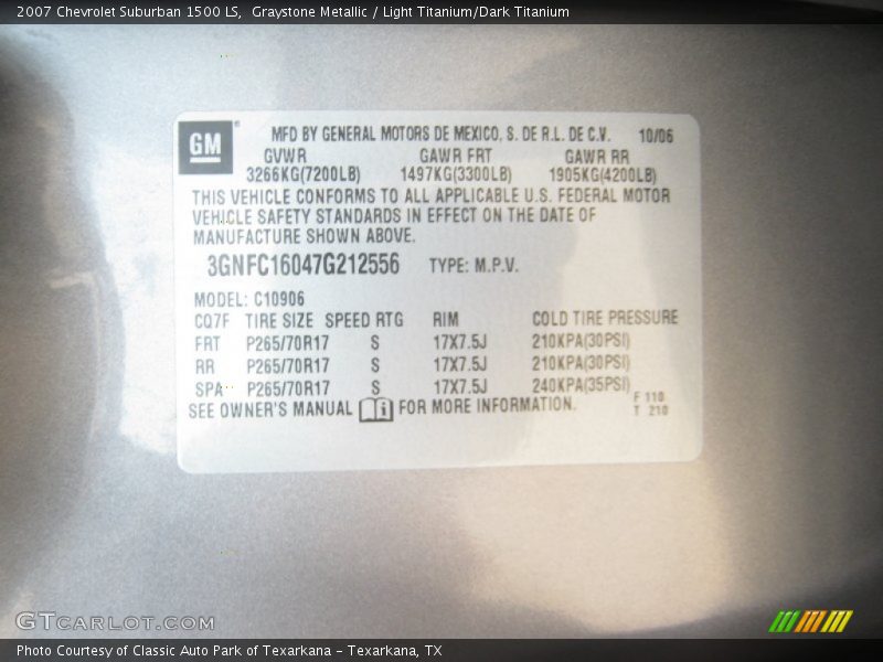 Graystone Metallic / Light Titanium/Dark Titanium 2007 Chevrolet Suburban 1500 LS