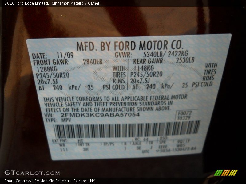 Cinnamon Metallic / Camel 2010 Ford Edge Limited
