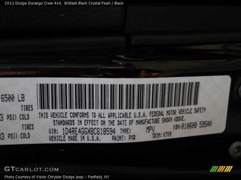 Brilliant Black Crystal Pearl / Black 2011 Dodge Durango Crew 4x4