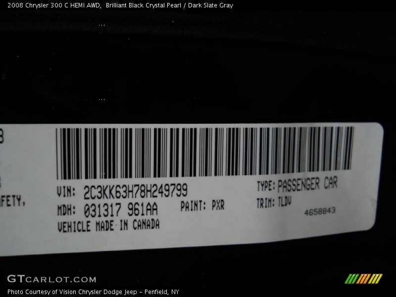 Brilliant Black Crystal Pearl / Dark Slate Gray 2008 Chrysler 300 C HEMI AWD