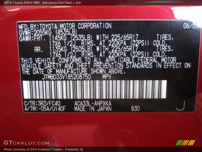 Barcelona Red Pearl / Ash 2008 Toyota RAV4 4WD