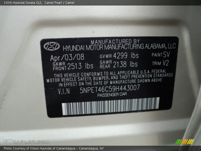 Camel Pearl / Camel 2009 Hyundai Sonata GLS