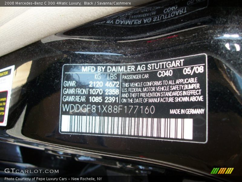 Black / Savanna/Cashmere 2008 Mercedes-Benz C 300 4Matic Luxury
