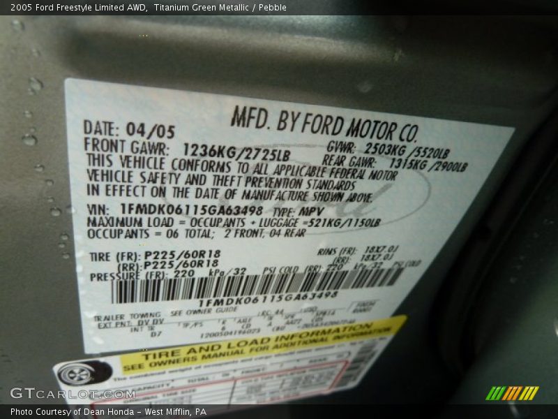Titanium Green Metallic / Pebble 2005 Ford Freestyle Limited AWD
