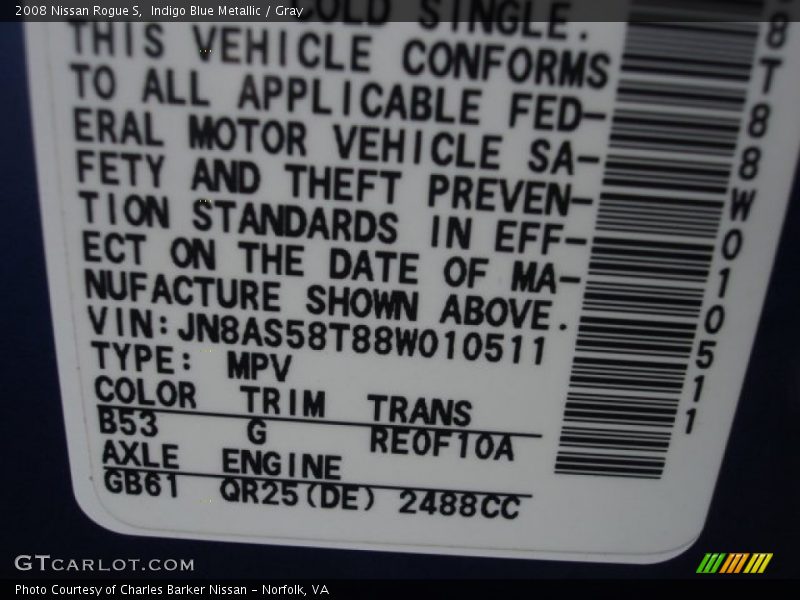 Indigo Blue Metallic / Gray 2008 Nissan Rogue S