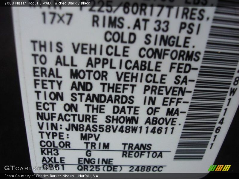 Wicked Black / Black 2008 Nissan Rogue S AWD