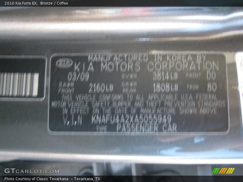 Bronze / Coffee 2010 Kia Forte EX