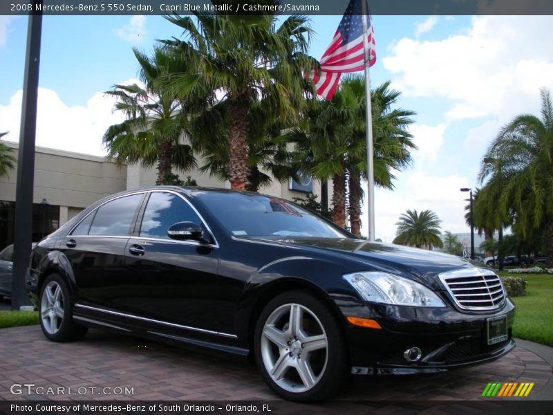 Capri Blue Metallic / Cashmere/Savanna 2008 Mercedes-Benz S 550 Sedan