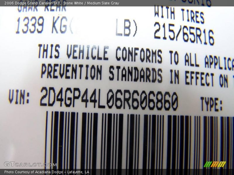 Stone White / Medium Slate Gray 2006 Dodge Grand Caravan SXT