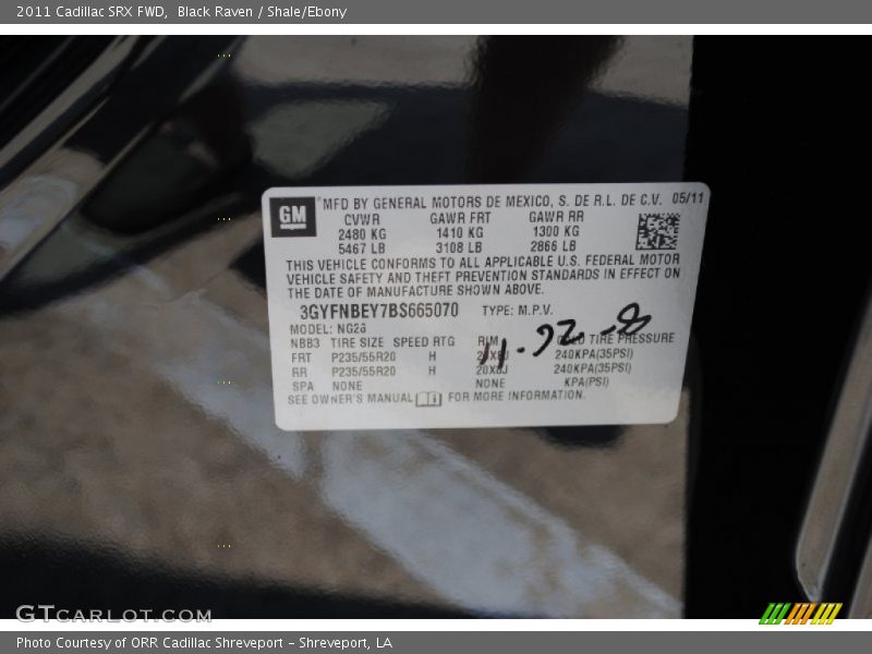 Black Raven / Shale/Ebony 2011 Cadillac SRX FWD