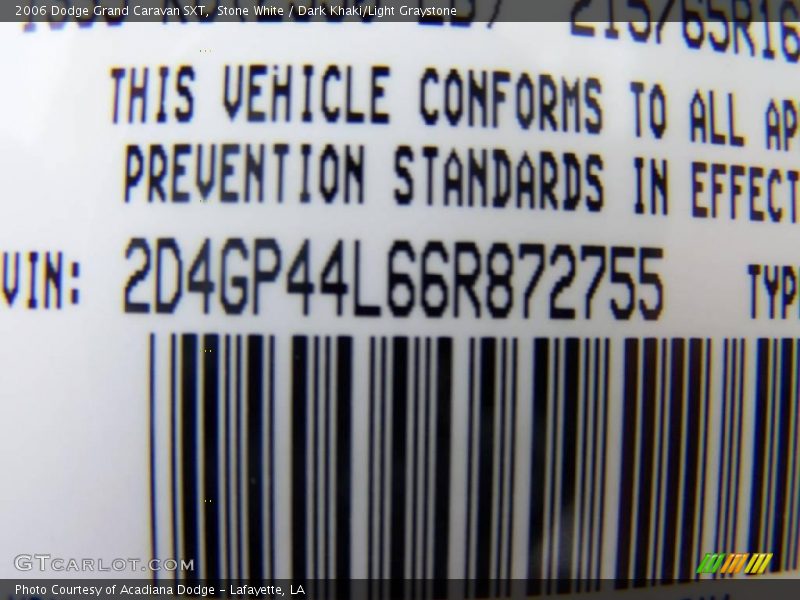 Stone White / Dark Khaki/Light Graystone 2006 Dodge Grand Caravan SXT