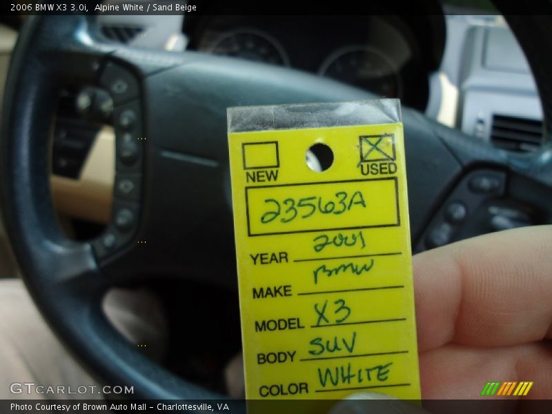 Alpine White / Sand Beige 2006 BMW X3 3.0i