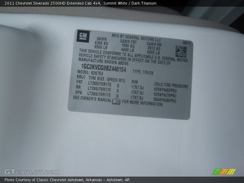 Summit White / Dark Titanium 2011 Chevrolet Silverado 2500HD Extended Cab 4x4