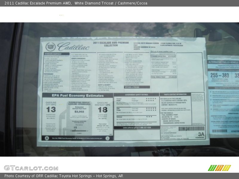 White Diamond Tricoat / Cashmere/Cocoa 2011 Cadillac Escalade Premium AWD
