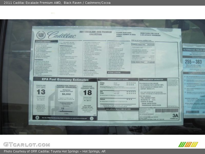 Black Raven / Cashmere/Cocoa 2011 Cadillac Escalade Premium AWD