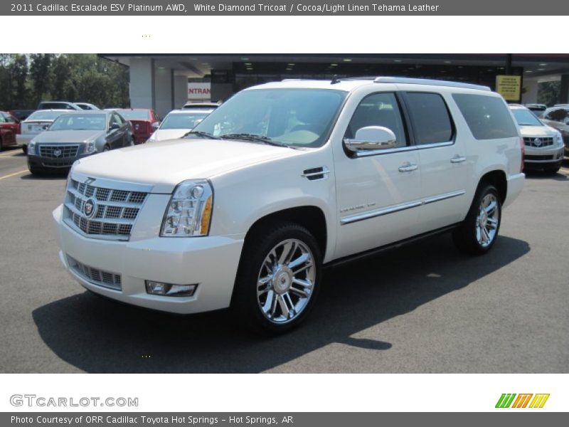 White Diamond Tricoat / Cocoa/Light Linen Tehama Leather 2011 Cadillac Escalade ESV Platinum AWD