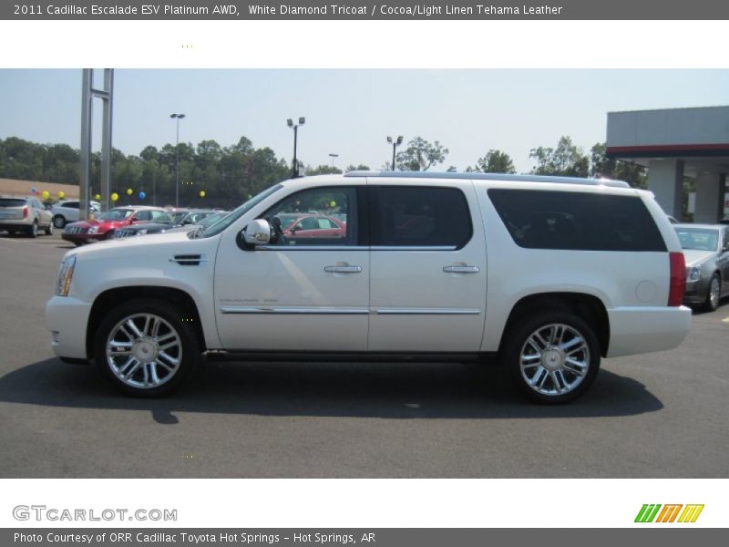 White Diamond Tricoat / Cocoa/Light Linen Tehama Leather 2011 Cadillac Escalade ESV Platinum AWD