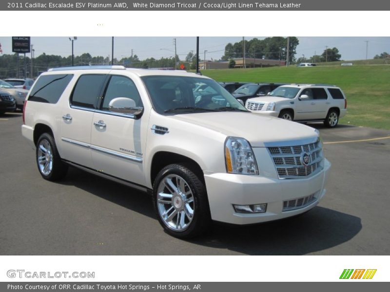 White Diamond Tricoat / Cocoa/Light Linen Tehama Leather 2011 Cadillac Escalade ESV Platinum AWD