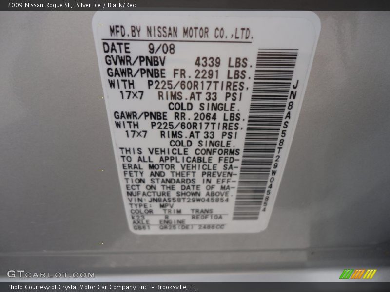 Silver Ice / Black/Red 2009 Nissan Rogue SL