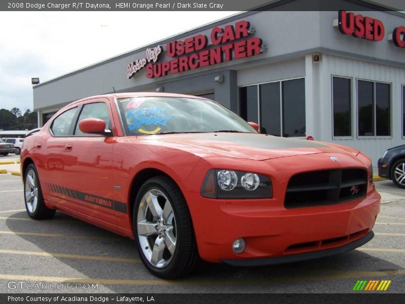 HEMI Orange Pearl / Dark Slate Gray 2008 Dodge Charger R/T Daytona