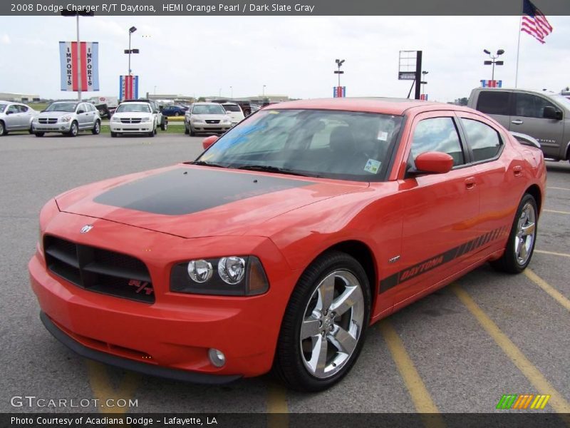 HEMI Orange Pearl / Dark Slate Gray 2008 Dodge Charger R/T Daytona