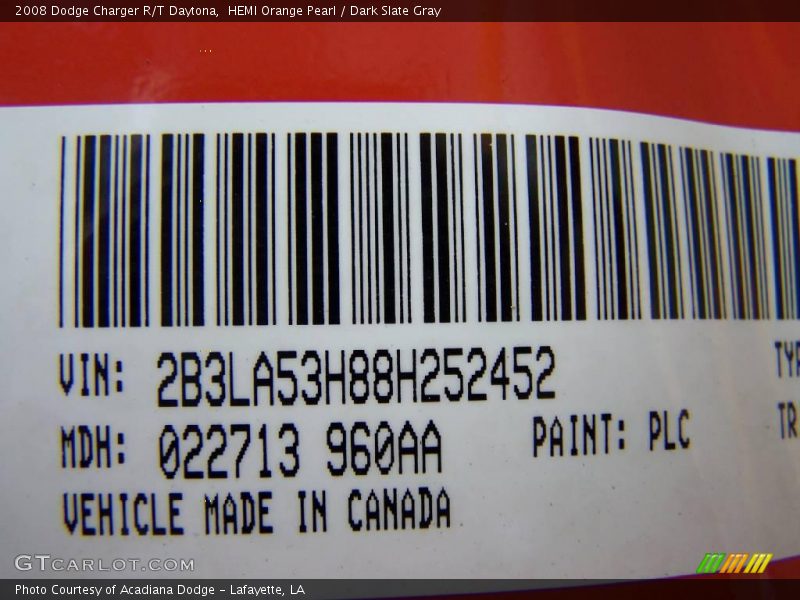 HEMI Orange Pearl / Dark Slate Gray 2008 Dodge Charger R/T Daytona