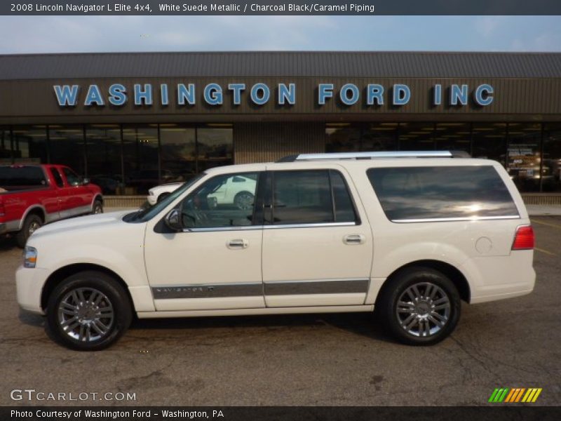 White Suede Metallic / Charcoal Black/Caramel Piping 2008 Lincoln Navigator L Elite 4x4