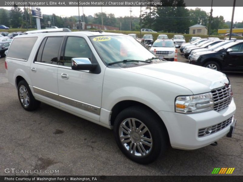 White Suede Metallic / Charcoal Black/Caramel Piping 2008 Lincoln Navigator L Elite 4x4