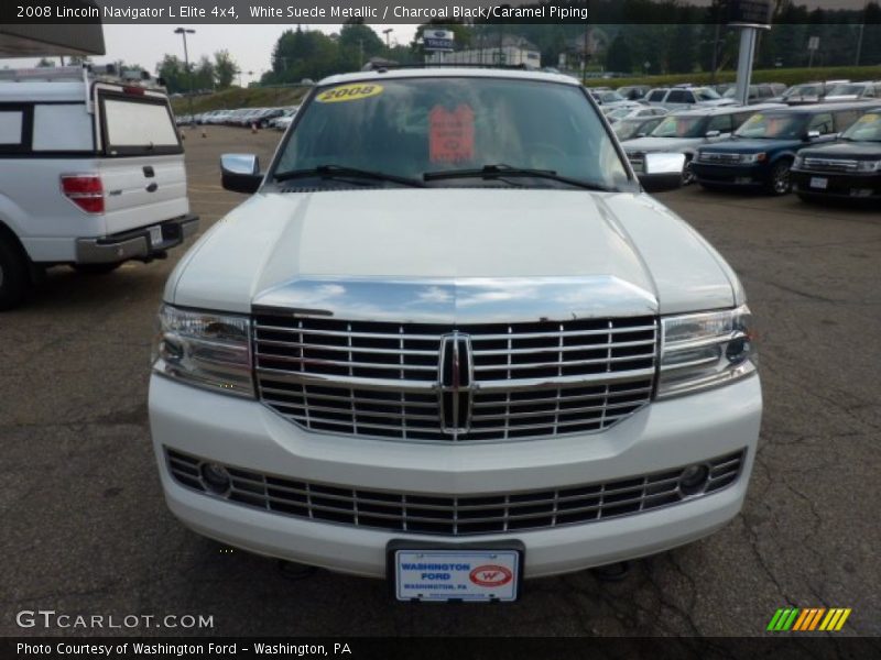 White Suede Metallic / Charcoal Black/Caramel Piping 2008 Lincoln Navigator L Elite 4x4
