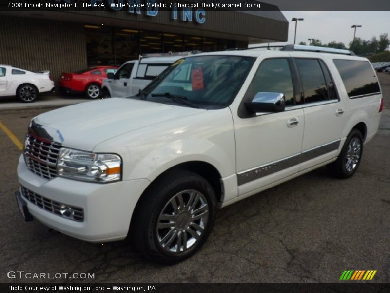 White Suede Metallic / Charcoal Black/Caramel Piping 2008 Lincoln Navigator L Elite 4x4
