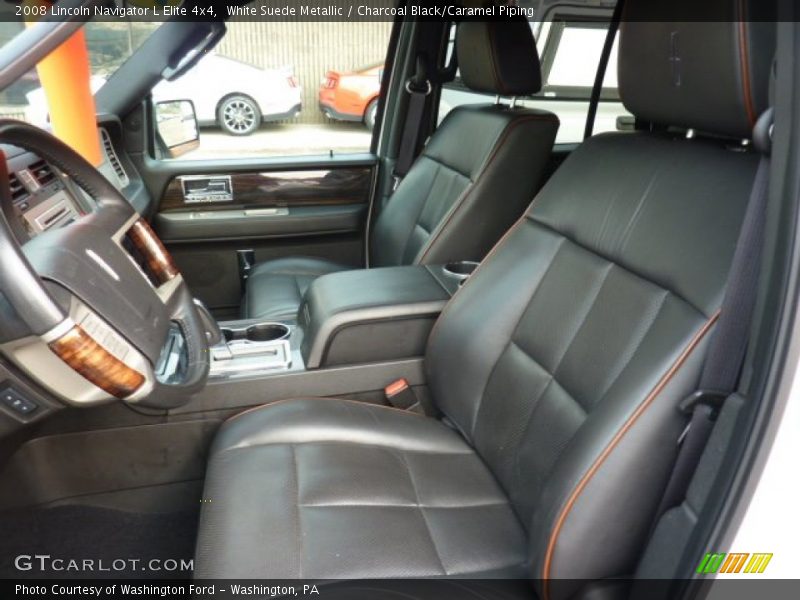 White Suede Metallic / Charcoal Black/Caramel Piping 2008 Lincoln Navigator L Elite 4x4