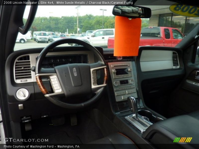 White Suede Metallic / Charcoal Black/Caramel Piping 2008 Lincoln Navigator L Elite 4x4