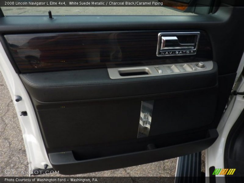 White Suede Metallic / Charcoal Black/Caramel Piping 2008 Lincoln Navigator L Elite 4x4